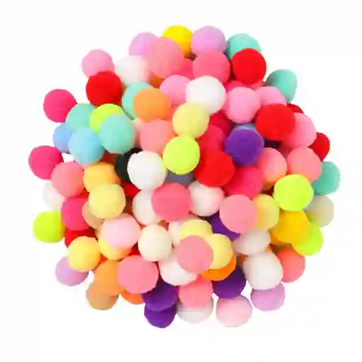 Pompones De Lana Colores Surtidos 3cm De Diámetro X25 Unidades