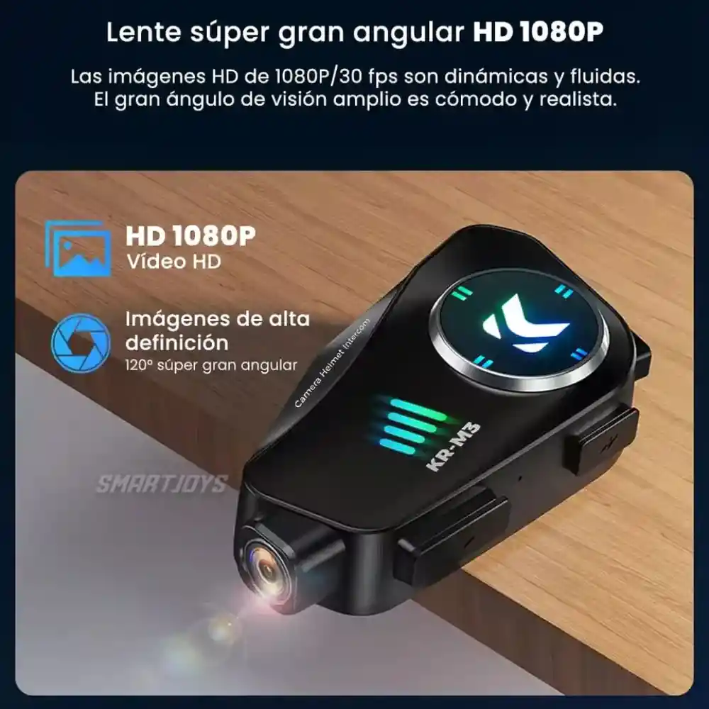 Intercomunicador Con Cámara Fhd Casco Bluetooth Wifi Kr-m3