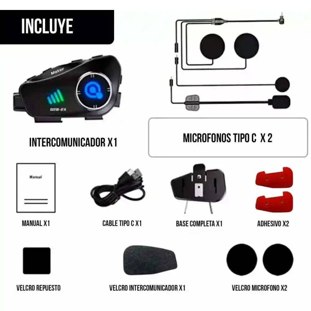 Intercomunicador Con Cámara Fhd Casco Bluetooth Wifi Kr-m3