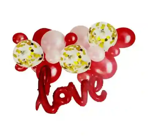 Kit Celebración Aniversario Love, Rojo 17 Piezas