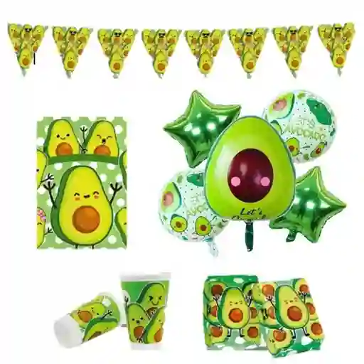 Fiesta De Aguacates, Kit Listo Para Celebrar 12 Presonas Cumpleaños