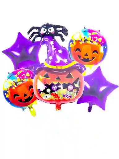 Buquet 5 Globos Calabaza Halloween