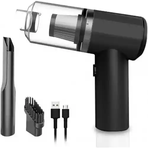 Mini Aspiradora Recargable Usb Portátil 2 En 1 Coche Y Casa Negro