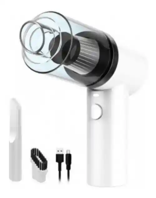 Mini Aspiradora Recargable Usb Portátil 2 En 1 Coche Y Casa Blanco