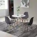 Kit Comedor Redondo +4 Sillas Zebbris Tipo Eames Blancas