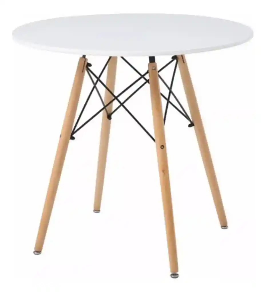 Kit Comedor Redondo +4 Sillas Zebbris Tipo Eames Blancas