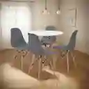 Kit Comedor Redondo +4 Sillas Zebbris Tipo Eames Blancas