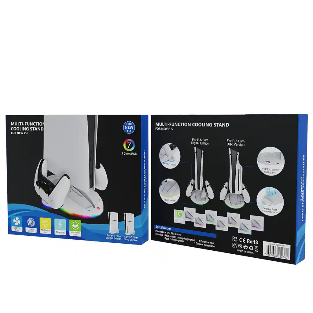 Base Refrigerante Rgb Con Estación De Carga Para Consola Ps5