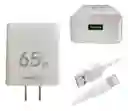 Cargador 65w Puerto Usb Con Cable Lightning 1 Mts.