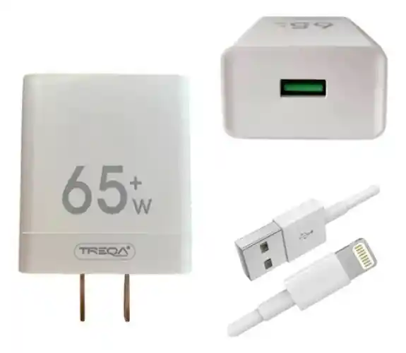 Cargador 65w Puerto Usb Con Cable Lightning 1 Mts.