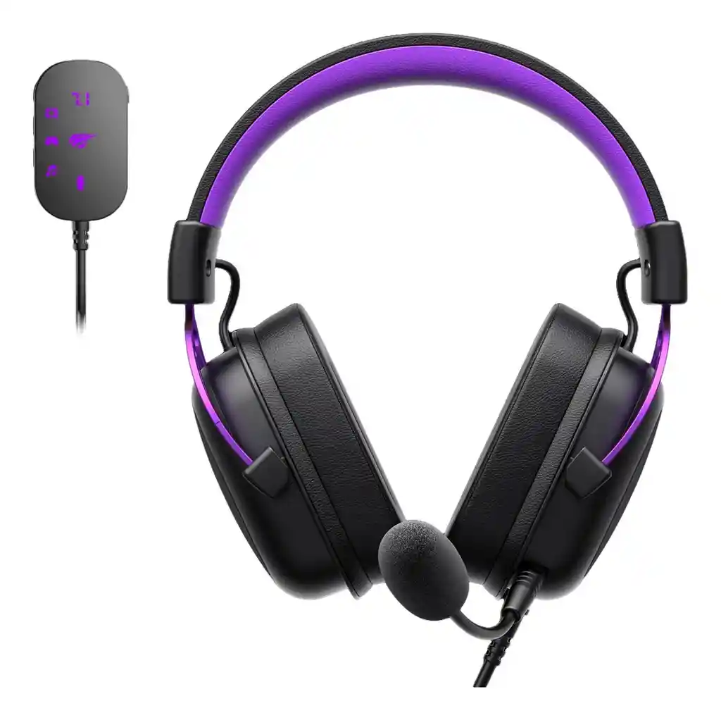 Diadema Gamer Havit Hd2002c+u Usb 7.1 Sonido De Alta Fidelidad (morado Y Negro)