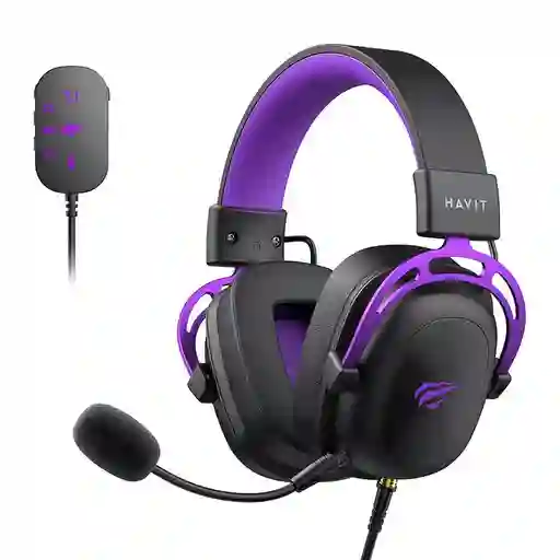 Diadema Gamer Havit Hd2002c+u Usb 7.1 Sonido De Alta Fidelidad (morado Y Negro)