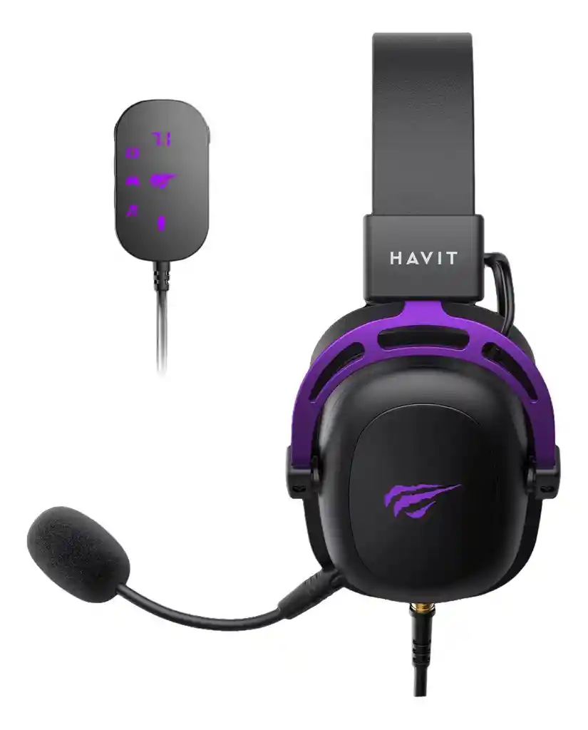 Diadema Gamer Havit Hd2002c+u Usb 7.1 Sonido De Alta Fidelidad (morado Y Negro)
