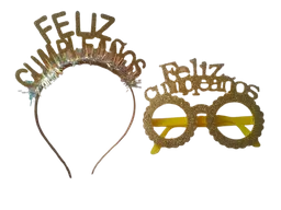 Feliz Cumpleaños Diadema Tiara Balaca Con Gafas