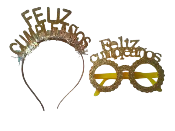 Diadema Tiara Balaca Feliz Cumpleaños Con Gafas