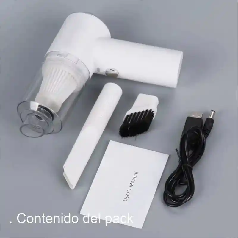 Mini Aspiradora Recargable Usb Portátil 2 En 1 Coche Y Casa Blanco