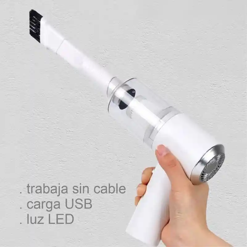 Mini Aspiradora Recargable Usb Portátil 2 En 1 Coche Y Casa Blanco
