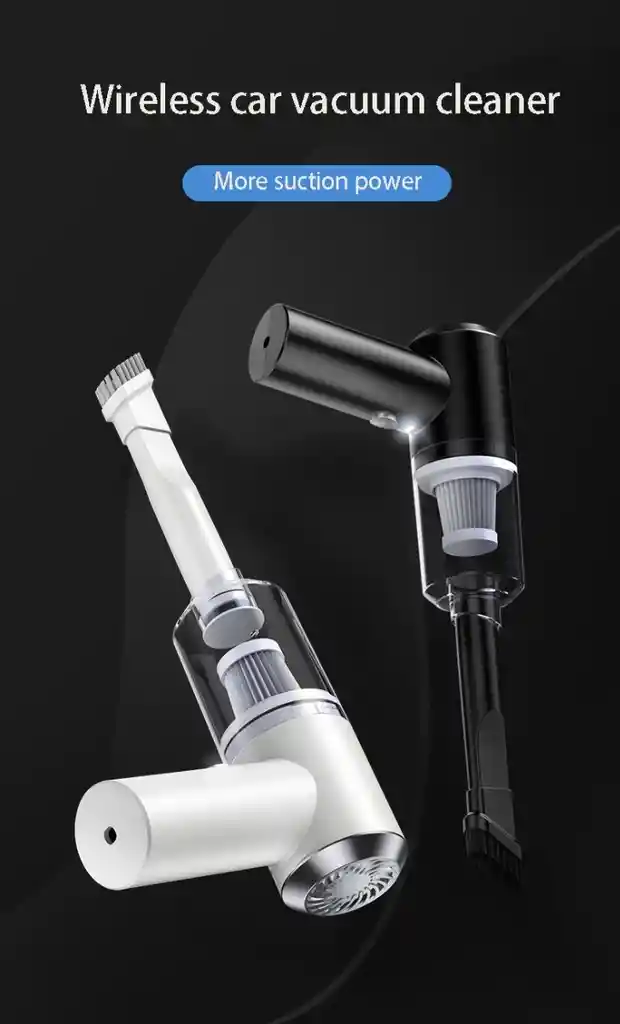 Mini Aspiradora Recargable Usb Portátil 2 En 1 Coche Y Casa Blanco