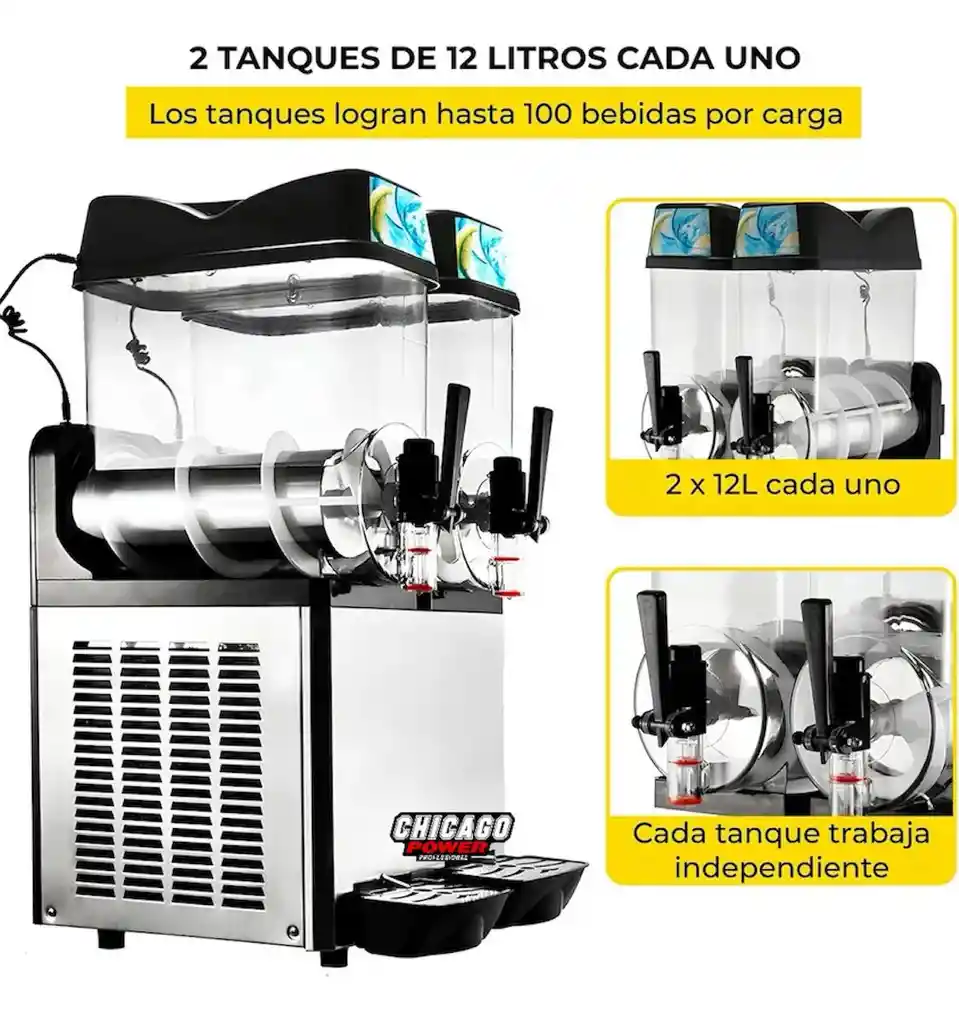 Maquina Granizadora Industrial 12 Litros X 2 Tanques Chicago Power