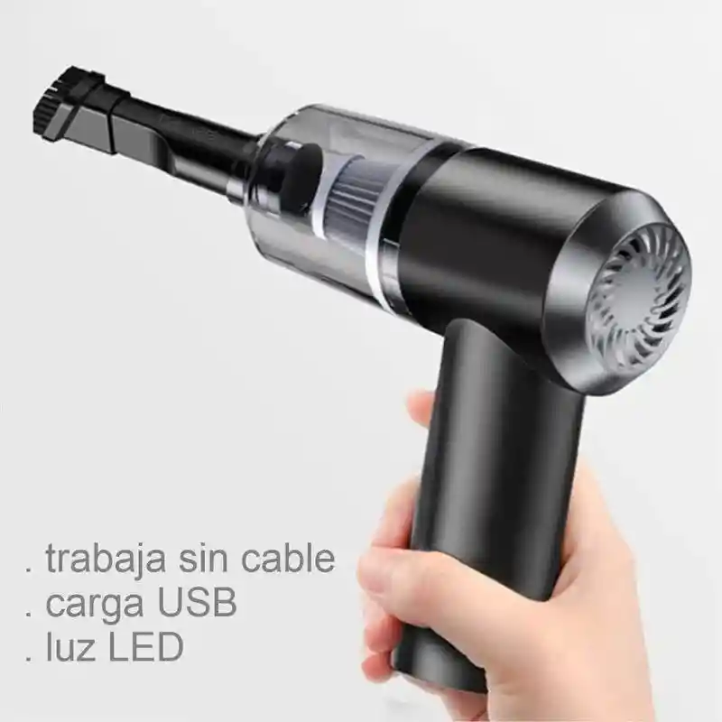 Mini Aspiradora Recargable Usb Portátil 2 En 1 Coche Y Casa Negro