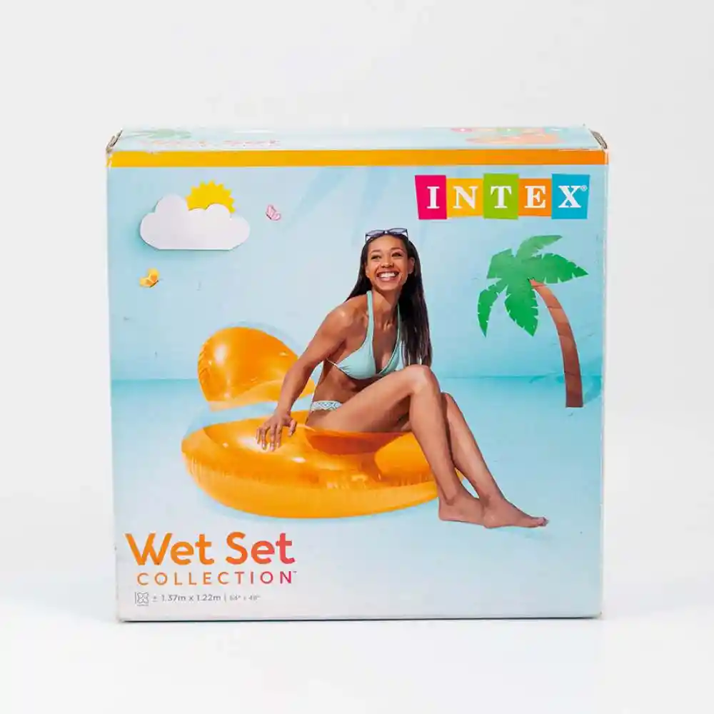 Sillon Camping Intex Inflable 137x122x70cm Naranja 45 Kg Vinilo