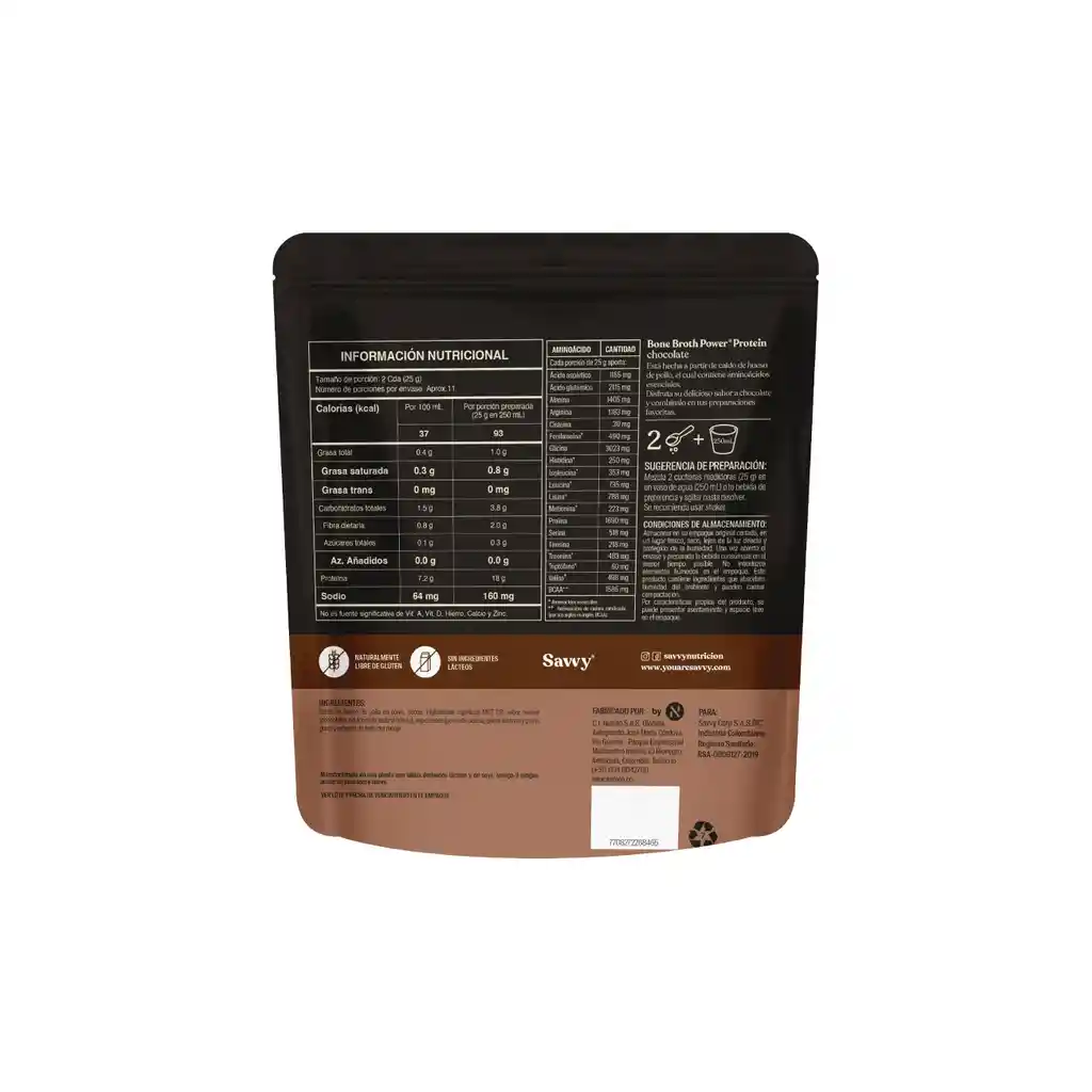 Proteína Savvy Chocolate Bone Broth Mini 280g