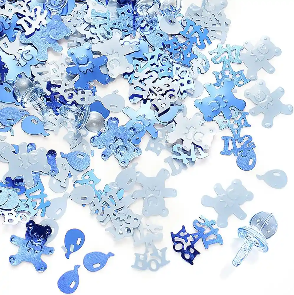 Confeti De Mesa Multicolor Azul Baby Shower niño
