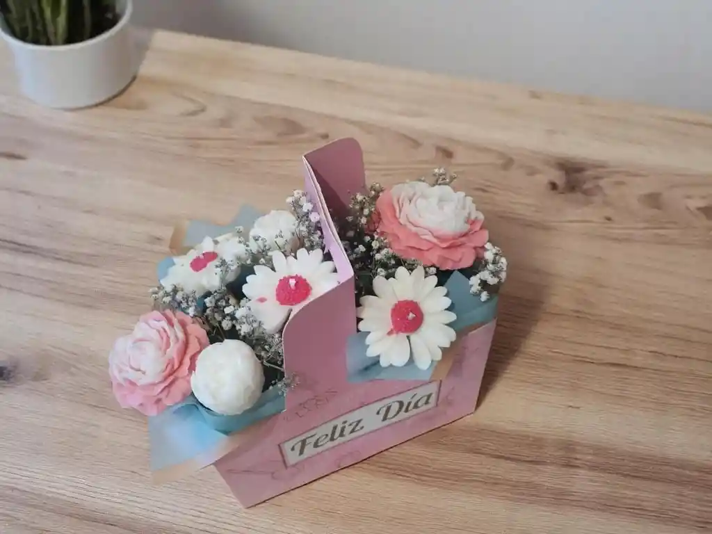 Arreglo De Velas Florales "feliz Día" Con Aroma🌸✨