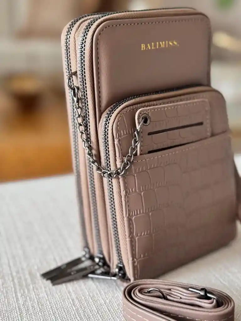 Bolso Bandolero Tipo Billetera Pequeño Con Diseño Cruzado Para Teléfono Tres Compartimiento Mas Tarjetero