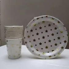 Set Platos Y Vasos Diseño De Estrellas Plateadas x 12 und