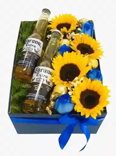 Girasoles Y Rosas Azules Con Coronitas
