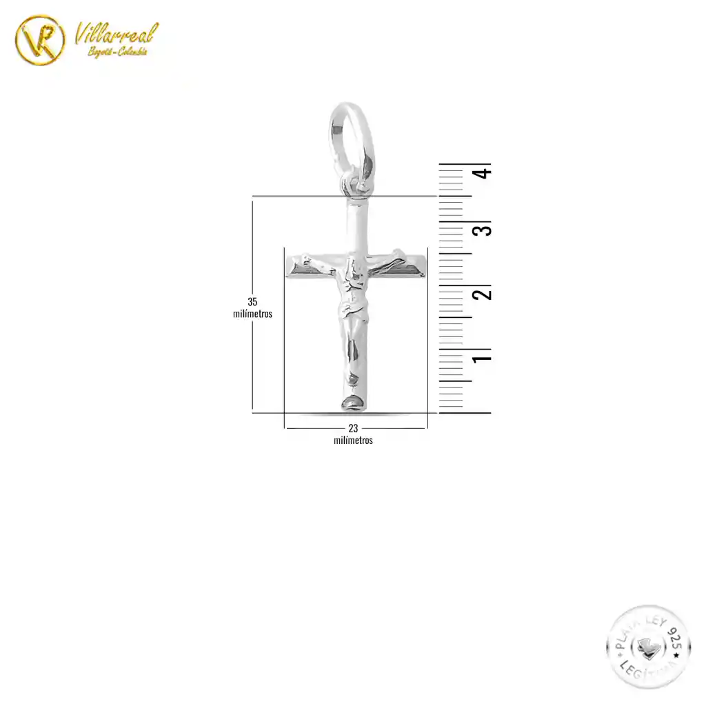 Dije Cristo Crucificado En Plata De Ley 925 Legítima Unisex 35mm