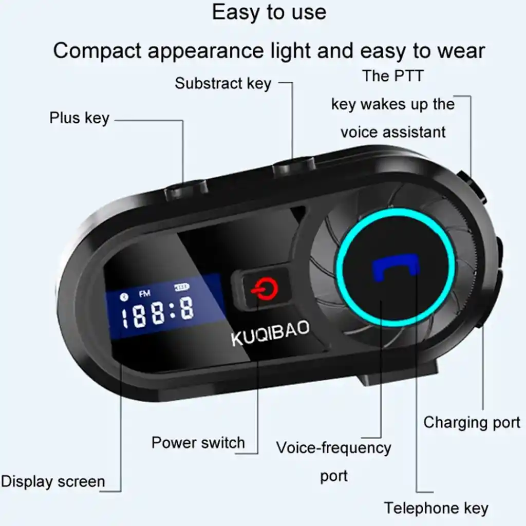 Audífono Intercomunicador Inalámbrico Casco Moto Musica