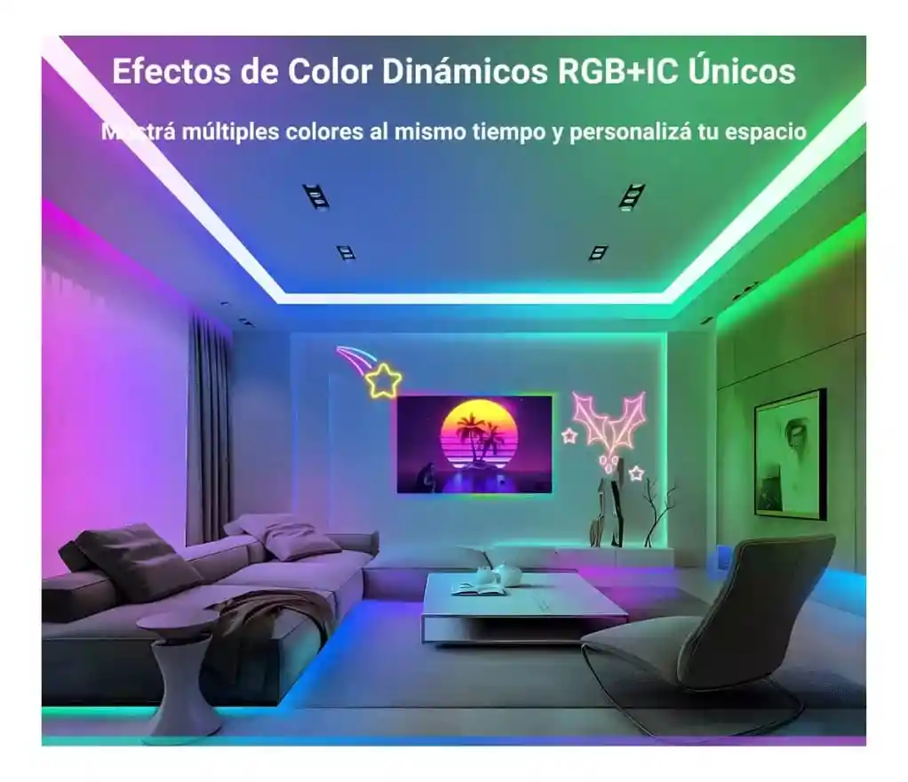 Cinta De Luz Neon Rgb-ic Flexible X 5metros + Control Y App