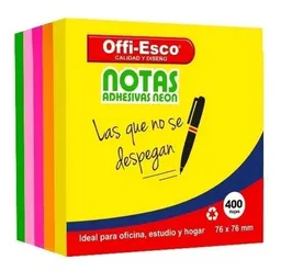 Notas Adhesivas Post-it Neon Multicolor 400 Hojas 76 X 76 Mm Oe-376
