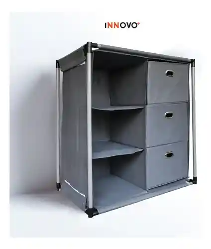Organizador De Ropa Hogar Multiusos Armable Metálico Gris Elegante Cajones Inn Home