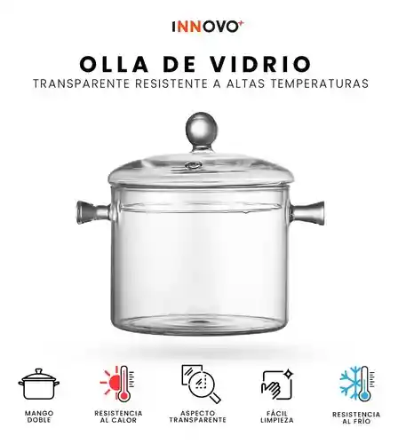Olla De Vidrio Templado 1500 Ml Transparente Para Altas Temperaturas Inn Home