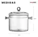 Olla De Vidrio Templado 1500 Ml Transparente Para Altas Temperaturas Inn Home