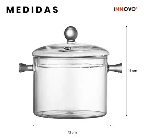 Olla De Vidrio Templado 1500 Ml Transparente Para Altas Temperaturas Inn Home