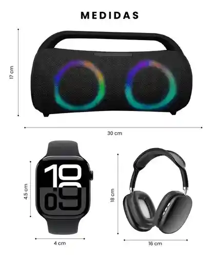 Regalo Perfecto Para Papá Reloj Smartwatch Audífonos Pro Parlante Mega Bass