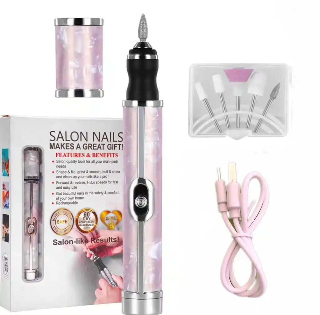 Pulidor De Uñas Eléctrico 12 Puntas, Recargable Usb, 4 Velocidades, Taladro Torno De Uñas, Manicura, Pedicura