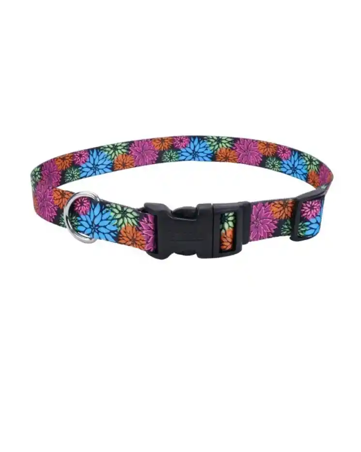 Coastal Perro Styles Flores Negro Collar Small 5/8 Pulg