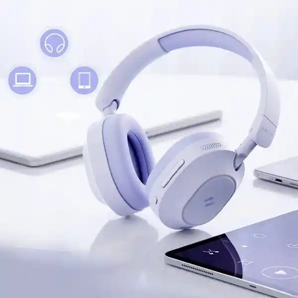 Diadema Bluetooh 5.4 / Cancelacion De Ruido Con Ia / Havit Nc01h / 80h Bateria / Morada