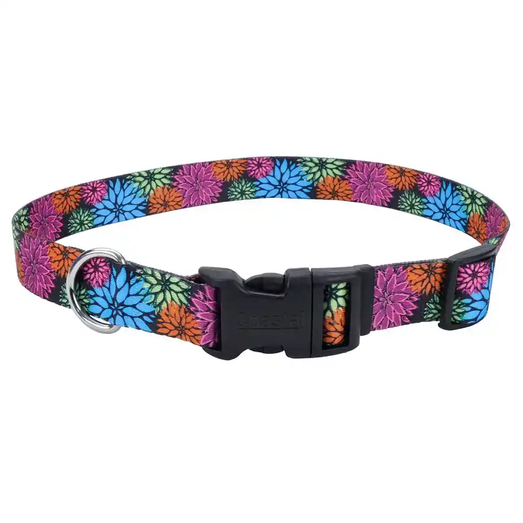 Coastal Perro Styles Flores Negro Collar X-small 3/8 Pulg