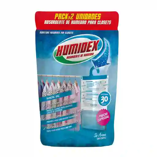 Humidex. Pack X 2. Bolsa De Colgar 300 G. Aroma Neutro