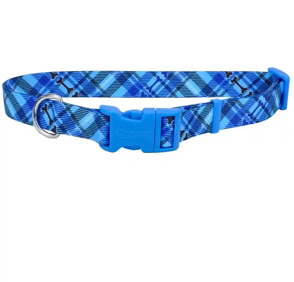 Coastal Perro Styles Huesos Azul Collar Medium 3/4 Pulg