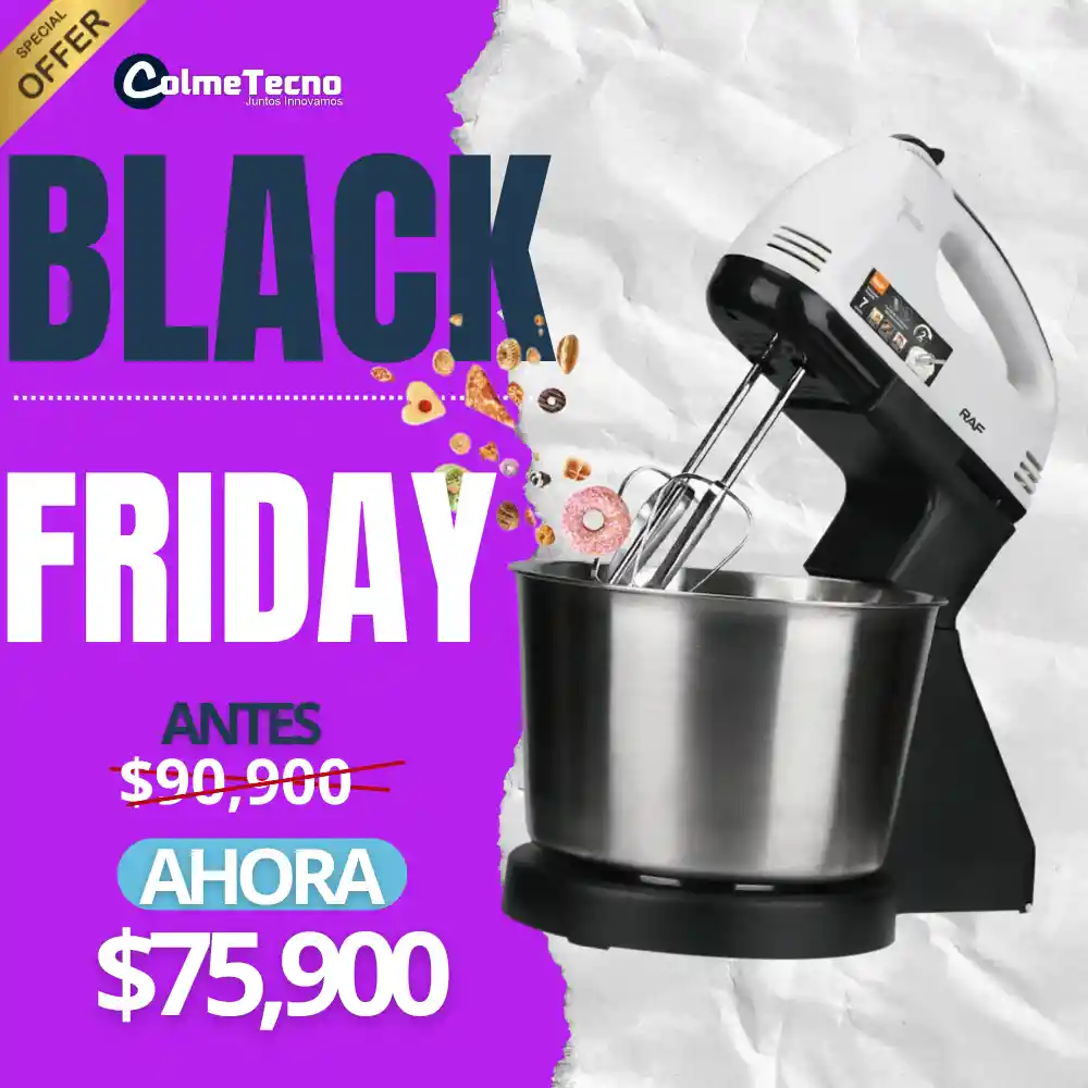 Batidora Electrica 7 Velocidades Mezclador + Tazón Raf 2.0l