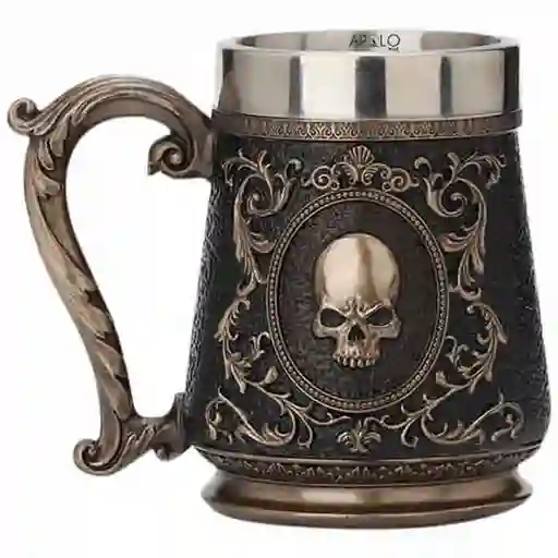 Vaso Taza Mug Decorativo Calavera Skull Gótica Estilo Medieval Coleccionable