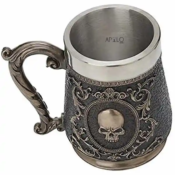 Vaso Taza Mug Decorativo Calavera Skull Gótica Estilo Medieval Coleccionable