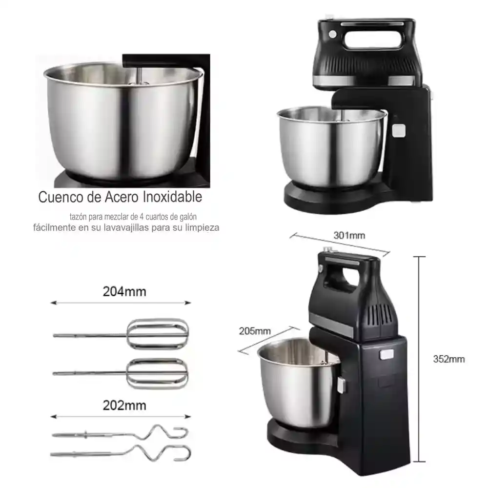 Batidora Eléctrica Sokany Acero Inoxidable 500 w 5 Velocidades 4.0 l